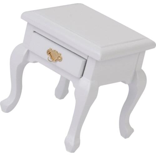 Dollhouse Miniature Furniture Wooden Bedside Drawer Table Nightstand Cabinet