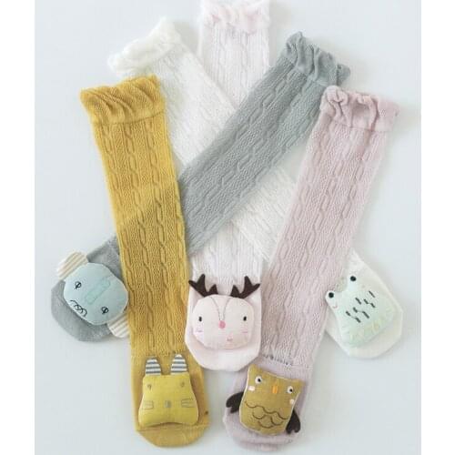 Summer Thin Section Knee Stockings Mesh Breathable Mosquito-proof Baby Socks Cartoon Socks Gray Elephant2