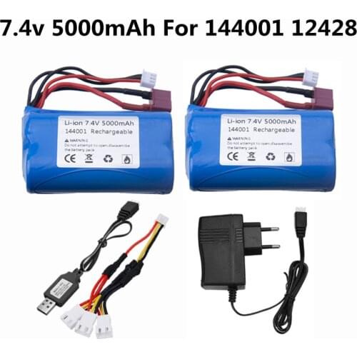 7.4V 5000MAH lipo Battery 2s for Wltoys 12428 144001 RC Car Spare Parts 7.4v 3000mah to 5000mah battery charger set