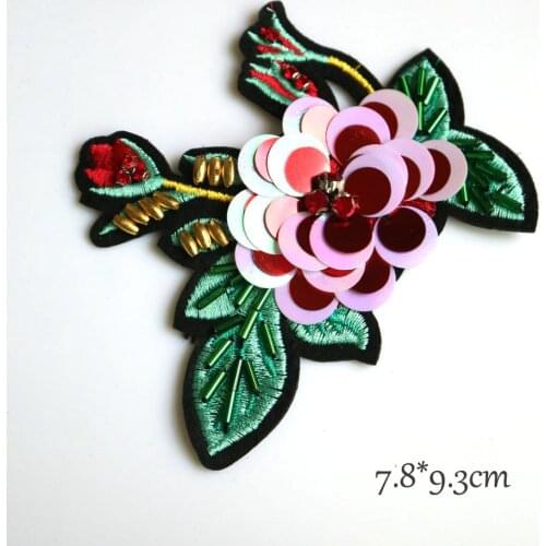 Fashion Handmade flower rhinestone beaded patches for clothing DIY sew patch embroidered applique decorative sequins Parches