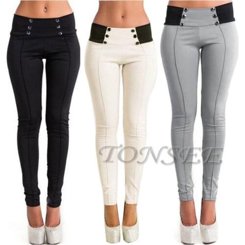 Fashion Women High Waist Skinny Stretch Pencil Pants Long Slim Trousers Leggings