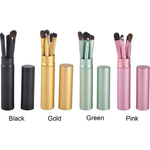 5pcs/set Eye Makeup Brushes Set Kit Pony Hair Eyeshadow Brush Eyebrow Eyeliner Brush Eye Makeup Cosmetic Tool with Round Tube