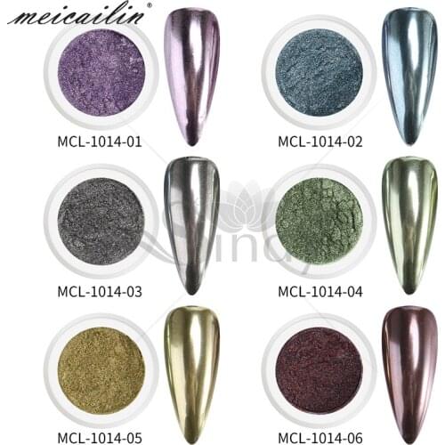 6 Colors/set 0.3g Magic Mirror Glitter Nail Powder Chrome Dust Metallic Effect Nail Art Pigment For UV Nail Polish Decoration
