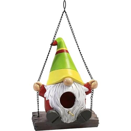 Garden Swing Gnome Pendant Bird Houses for Outside Hanging Hummingbird House