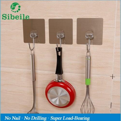 SBLE 3 pieces Stainless Steel Vacuum Suction Organizer Hook Bathroom Holder Hanger Rustproof Kitchen Utensil Utility Hanger