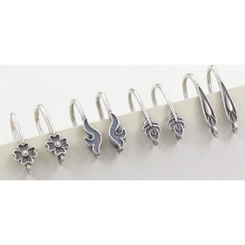 1pair Hot 925 Sterling Silver Handmade Earring Finding Material Old Leaf Ear Hook DIY Jewelry Making Supplies Accessories