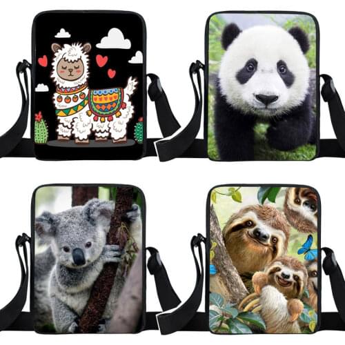 Animal Koala Bear Panda Sloth Lama Crossbody Bag Children School Bags Boys Girls Shoulder Bags Bookbag Kids Messenger Bags