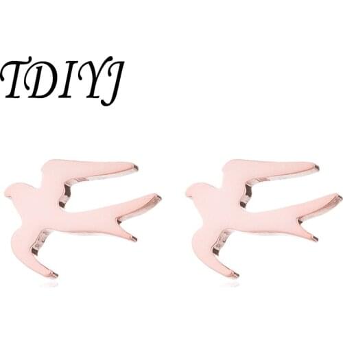 TDIYJ 3Pairs/lot Stainless Steel Swallow Earrings for Women Girls Jewelry Gift
