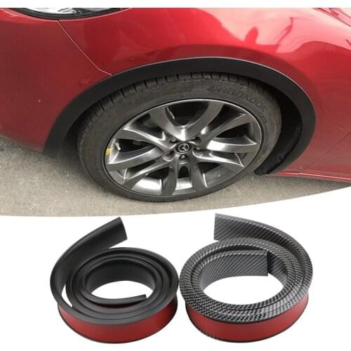 Universal Car Truck Carbon Fiber Rubber Wheel Eyebrow Protector Lip Sticker Trim Fender Flare Anti-scratch