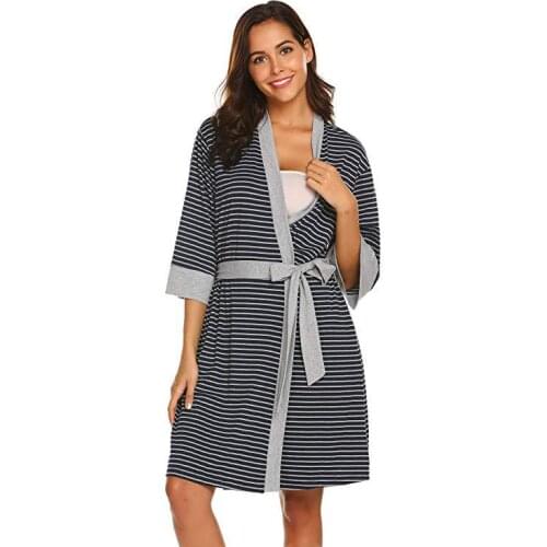 Spring and autumn summer maternity pajamas thin section postpartum home service striped breastfeeding clothes feeding clothes