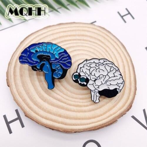 Fun Body Organ Blue White Brain Skeleton Enamel Brooch Custom Alloy Badge Jeans Clothes Bag Pin Accessories Gift For Friends
