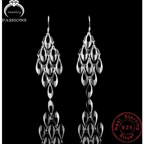 New Maxi Bohemian Peacock Tail Tassel Long Dangle Earrings Wholesale Fashion 925 Sterling Silver Drop Earring Women Jewelry Gift