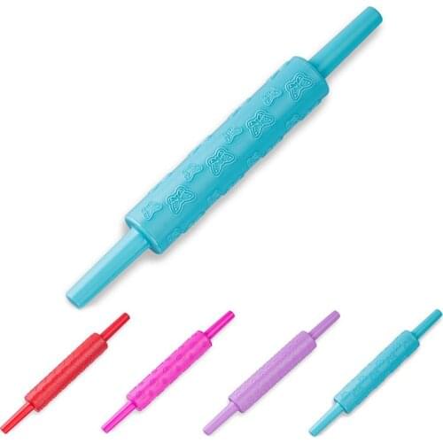 1pc Embossed Rolling Pin Plastic Non Stick Textured Dough Roller Pastry Roller DIY Baking Tools Accessories Noodle Tools
