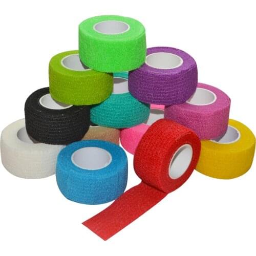 12Pcs/Lot Fluorescent Waterproof Self Adhesive Elastic Nonwoven Bandage First Aid Sports Finger Joints Protection Wrap Tape