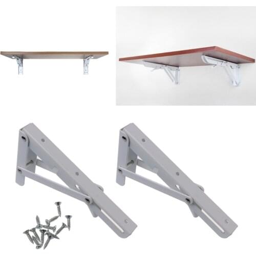 2PCS Triangle Folding Angle Shelf Bracket Durable Bear Adjustable Wall Mounted