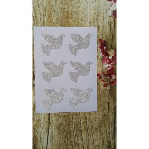 3.8x3.3cm Silver Glitter Sticker Seal - Peace pigeon peace dove