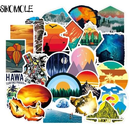 50pcs Outdoor Sports Landscape Stickers PVC Graffiti Stickers Suitcase Luggage Guitar Car Waterproof For Children Toys F3