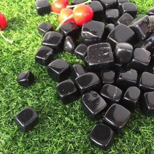 6pcs drop shipping natural black obsidian Crystal gemstone meditation reiki healing tumble crystal stone cube as amulet gift