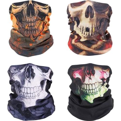 Cycling Motorcycle Bandanas Skull 3D Seamless Mask Buffs Neck Warmer Gaiter Face Shield Scarves Men Women Balaclava Headwear