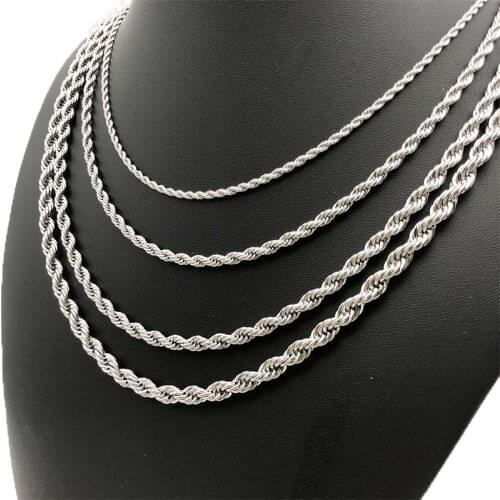 1 Piece Hip Hop Punk 3mm Stainless Steel Swag Twist Rope Chain Necklace for Women Men Necklace Fashion Jewelry Accessories