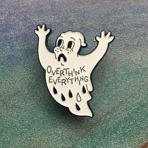 Black and white ghost Enamel Brooches for Collection