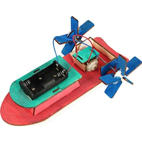 Kids Science Toy Electric Motor Boat Wooden Kit Physics Experiment Educational Toy For Children School Electric STEM Brinquedos