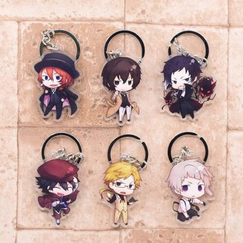 Bungo Stray Dogs Keychain Double Sided Key Chain Acrylic Pendant Anime Accessories Cartoon Key Ring