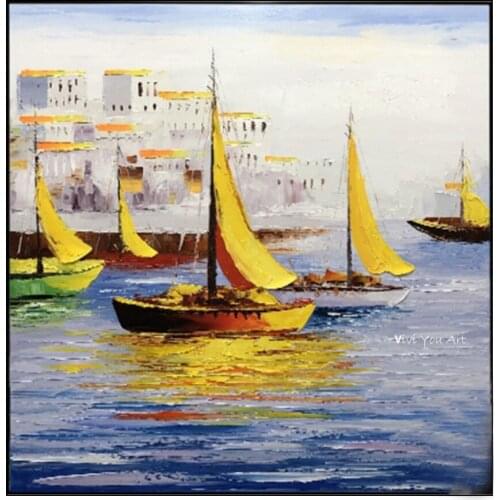 100% Hand painted Abstract Oil Paintings Tropical Natural Sea Beach Landscape Canvas Painting Picture for Living Room Decoration