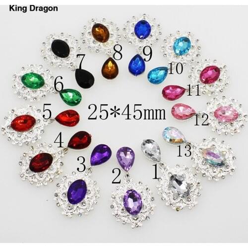 King Dragon Colorful Rhinestone Embellishment Used On Headband Flat Back 25MM*45MM 5PCS/Lot Silver Color KD588