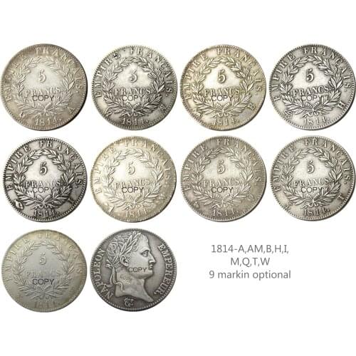 France 5 Francs 1814 9 markin optional Silver Plated Copy Coins