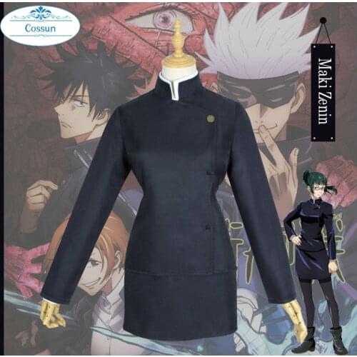 Anime Jujutsu Kaisen Maki Zenin Cosplay Costume Uniform Suit Top Skirt Carnival Halloween Party Outfit For Women Men New 2020