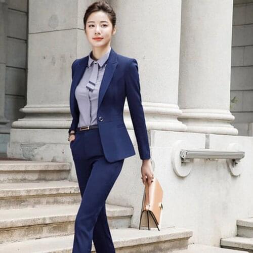 2 Piece Pants Blazer Set Women Formal Pant Suits Office Lady Business Work Jacket Trousers Female Clothing Fahsion Outfit 2019