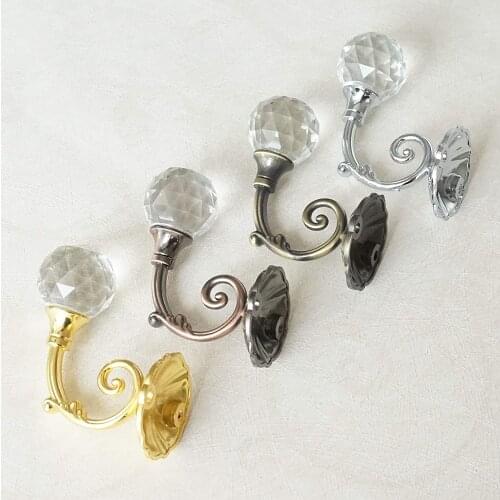 Clear Glass Hooks Crystal Wall Hooks Clothes Hangers Gold Silver Coat Hat Hangers Hooks Antique Bronze Copper Curtain Tie Back