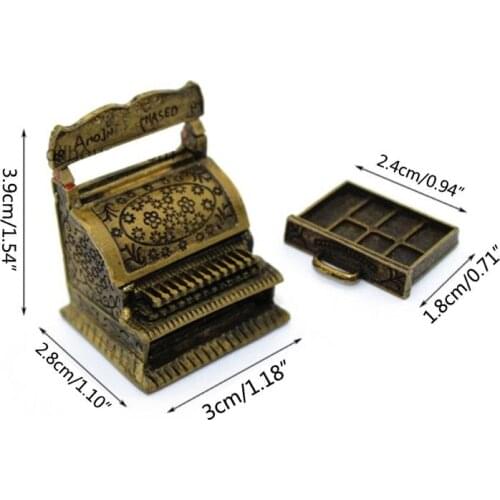 1:12 Scale Vintage Metal Cash Register Model Miniature DIY Dollhouse Home Decor Simulation Furniture Toy Dropship