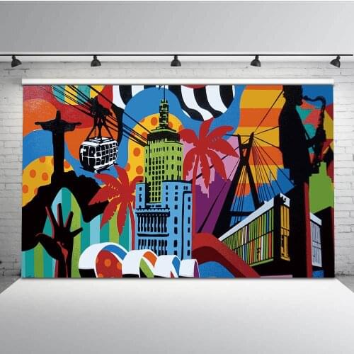 Mehofoto Graffiti Photography Backdrops Buildings Photo Booth Background for Photographic Studio Computer Printed MW-285