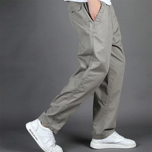 6XL Plus Size Mens Casual Straight Cargo Pants Spring Autumn Thin Winter Thick Plus Velvet Loose Cotton Outdoor Sports Trousers