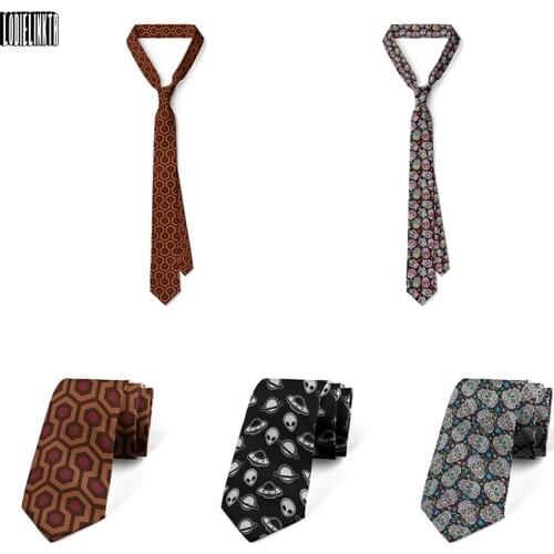 New Fashion 8cm Wide Mens Casual Tie Fun Red Plaid Skull Alien Business Wedding Party Slim Necktie Daily Wear Shirt Accessories