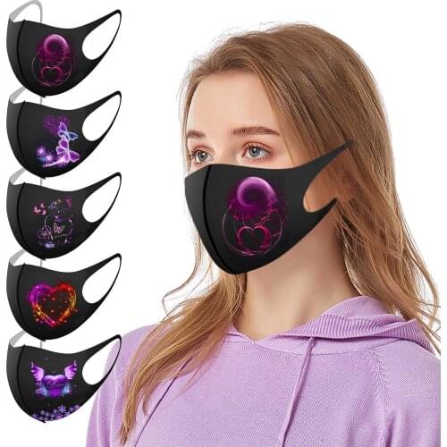 Adults Love Print Cotton Masks Valentines Day Festive Party Keep Warm Cotton Face Mask Anti Dust Mouth Muffle Mascarillas D80