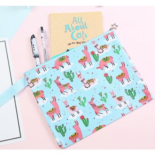 Alpaca Cactus Cartoon Printing File Bag Document Bag File Folder Stationery Filing Production School Office Supply