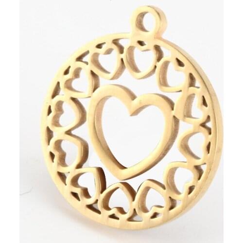 20PCS Stainless Steel Charms Silver Gold Hollow Heart Love Charm Dangle DIY Necklace&Bracelet Jewelry