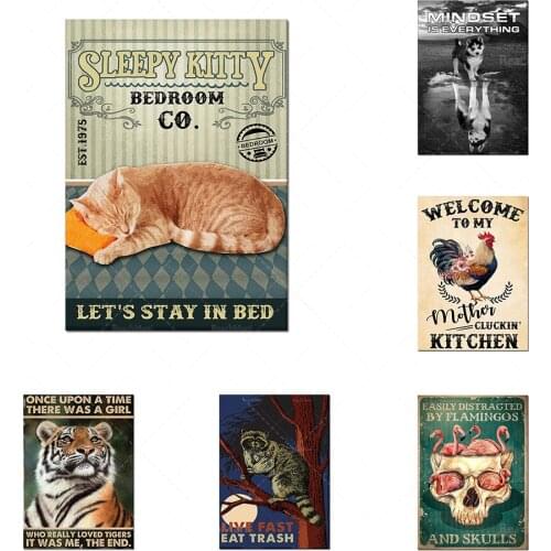 Animal sleepy cat bedroom lets stay in bed poster home bedroom decoration wall art poster