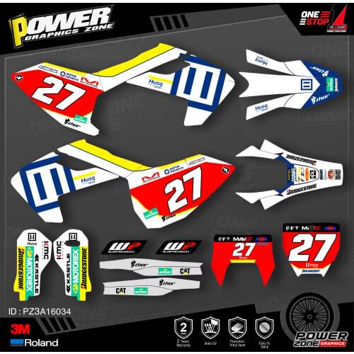 PowerZone Custom Team Graphics Decals 3M Stickers Kit For Husqvarna Sticker 2016-18 TC FC TX FX FS 2017-19 TE FE 125-450cc 34