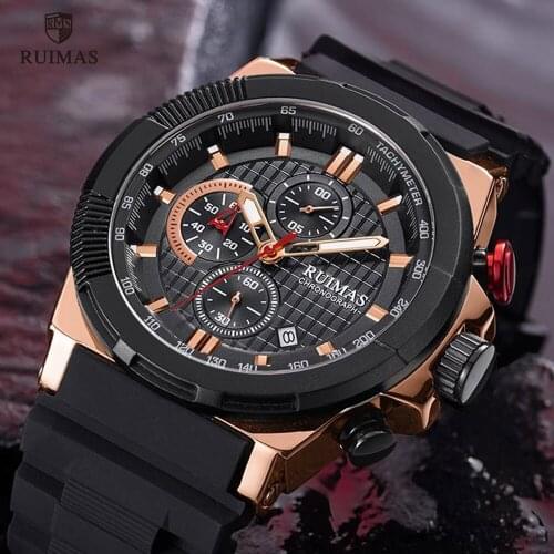 RUIMAS Sport Watches Men Luxury Top Brand Waterproof Wristwatch Man Silicone Military Chronograph Quartz Watch Relogio Clock 583