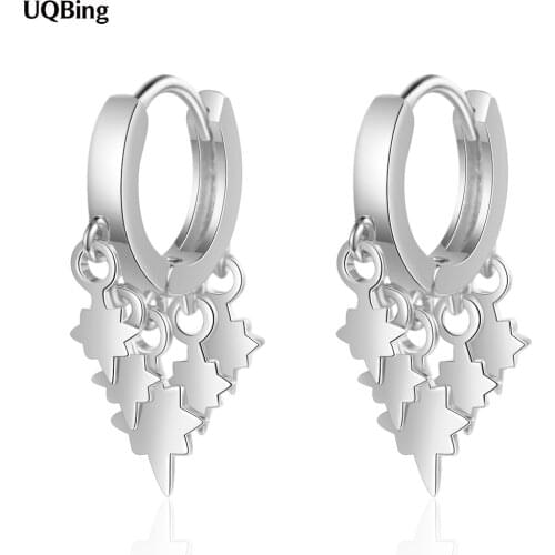 925 Sterling Silver Tassel Star Clip Earrings for Women Silver Gold Color Fine Jewelry
