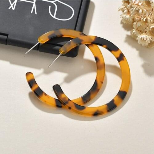 3 Pairs Women Earrings Fashion Geometric Acetate Hoop Earrings Pierced Earrings