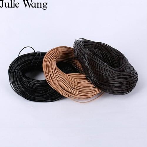 Julie Wang 1 Meter/Pack 1-5mm Round Cowhide Leather Cords DIY Necklace Pendant Rope String Bracelet Jewelry Making Accessory