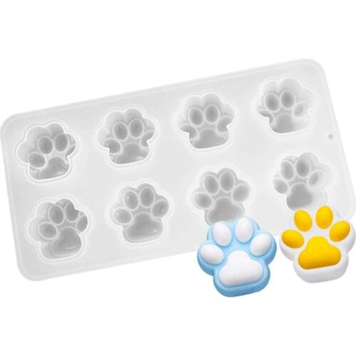 Cat Paw Silicone Mold (8 Cavity) Dog Paw Mold Animal Clear Mold for UV Resin Decoden Cabochon DIY Resin Molds for Jewelry