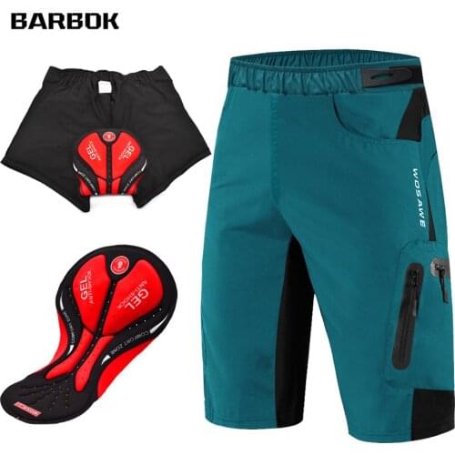 WOSAWE Mens Padded Cycling Shorts Loose Fit Breathable Mountain Bike 2 in 1 Shorts 3D Gel Padded for Racing Tour Training