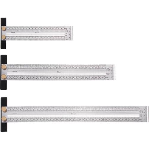 High Precision Scale Ruler T-type Hole Ruler Stainless Woodworking Scribe Drawing Mark Line Gauge Carpenter DIY Measuring Tool