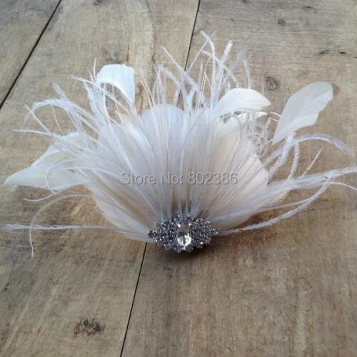 Ivory Feather Flower Girl Hair Clips